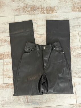 Zara Black Faux Leather Straight-Leg Pants